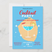 Invitation Chic Tropical Blue Cocktail Soirée Anniversaire (Devant)