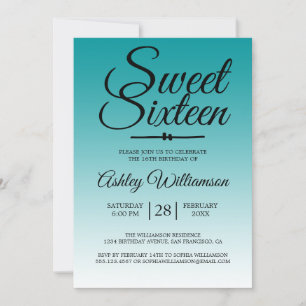 Invitation Chic Tropical Green Ombre Sweet 16 16e anniversair