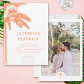 Invitation Chic Tropical Palm Tree Monogramme Mariage photo