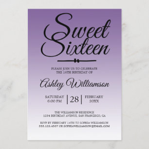 Invitation Chic Tropical Purple Ombre Sweet 16 16e anniversai
