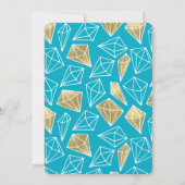 Invitation Chic Turquoise Aqua Blue Gold Diamonds Anniversair (Dos)