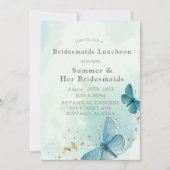 Invitation Chic Turquoise Blue Butterflies Bridesmaigre Déjeu (Devant)
