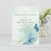 Invitation Chic Turquoise Blue Butterflies Bridesmaigre Déjeu (Debout devant)