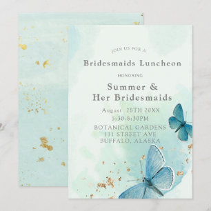 Invitation Chic Turquoise Blue Butterflies Bridesmaigre Déjeu