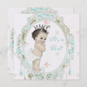 Invitation Chic Turquoise Blue Princess Baby shower (Devant / Derrière)