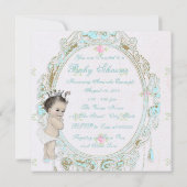 Invitation Chic Turquoise Blue Princess Baby shower (Dos)