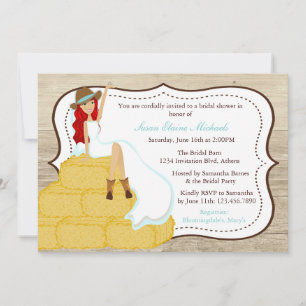 Invitation Chic Turquoise Cowgirl Country Bride Fête de l'mar