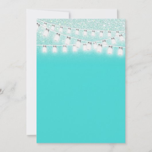 Invitation Chic Turquoise Mason Jar String Mariage Parties sc (Dos)