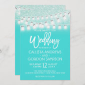 Invitation Chic Turquoise Mason Jar String Mariage Parties sc (Devant / Derrière)