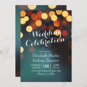 Invitation Chic Turquoise or Bokeh Parties scintillant chaîne (Devant / Derrière)