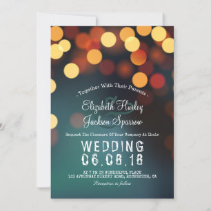 Invitation Chic Turquoise or Bokeh Parties scintillant chaîne