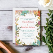 Invitation Chic Turquoise rouille Florale Douche n