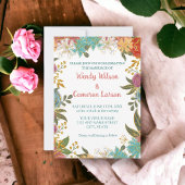 Invitation Chic Turquoise rouille Florale Douche n