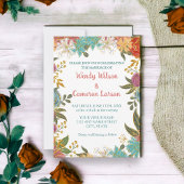 Invitation Chic Turquoise rouille Florale Douche n