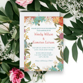 Invitation Chic Turquoise rouille Florale Douche n