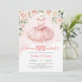 Invitation Chic tutu rose rose floral rose robe or éclatant (Debout devant)