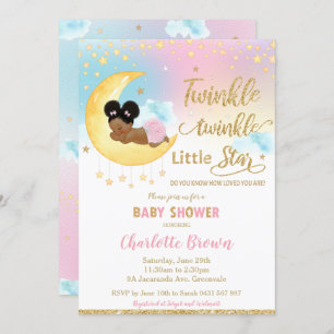 Invitation Chic Twinkle Little Star African Girl Baby shower 