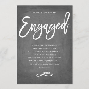 Invitation Chic Typographie Chalkboard Engagé Fiançailles