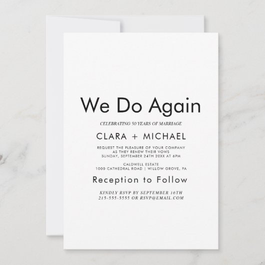 Invitation Chic Typographie "Nous le refaisons" Renouvellemen (Devant)