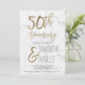 Invitation Chic typographie or sur marbre blanc 50e anniversa (Debout devant)
