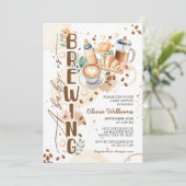 Invitation Chic Un Bébé Brûle Café Brunch Baby shower (Debout devant)