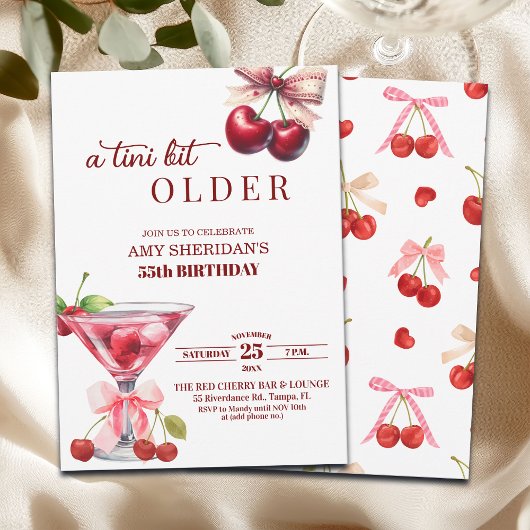 Invitation Chic Un Peu Plus Vieille Martini Cerise 55e Annive