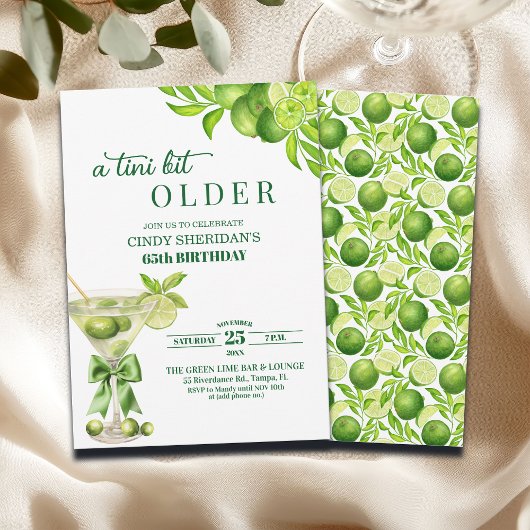 Invitation Chic Un Peu Plus Vieux Martini au Citron 65e Anniv
