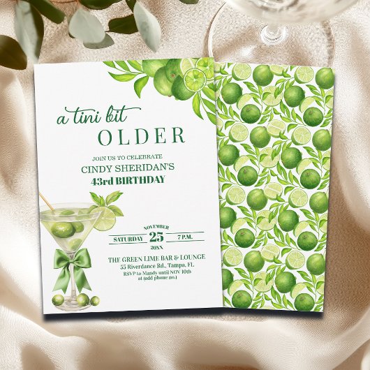 Invitation Chic Un Peu Plus Vieux Martini au Citron Vert 43e 