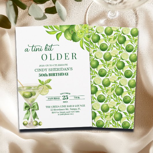 Invitation Chic Un Peu Plus Vieux Martini au Citron Vert 50e