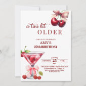 Invitation Chic Un Tini Peu Plus Vieux Cherry Martini 27e Ann (Devant)