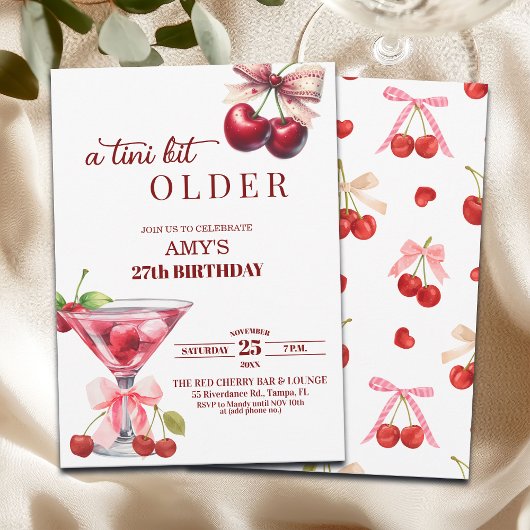 Invitation Chic Un Tini Peu Plus Vieux Cherry Martini 27e Ann