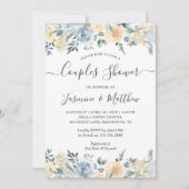 Invitation Chic Vanilla Blue Floral Mariage Couples douche (Devant)