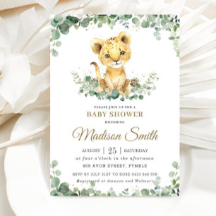 Invitation Chic verdure adorable Lion Cub Baby shower garçon
