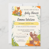 Invitation Chic verdure Bois Animaux Baby shower Forêt (Devant)