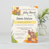 Invitation Chic verdure Bois Animaux Baby shower Forêt (Debout devant)