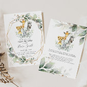 Invitation Chic verdure Jungle Animaux Baby shower Neutre