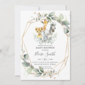 Invitation Chic verdure Jungle Animaux Baby shower Neutre (Devant)