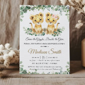 Invitation Chic verdure Lion Cubs Twins Boy Girl Baby shower