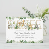 Invitation Chic verdure mignonne Jungle Animaux Baby Sip and  (Debout devant)