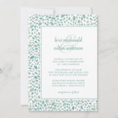 Invitation Chic Vert Abstrait Floral Mariage de la mer (Devant)
