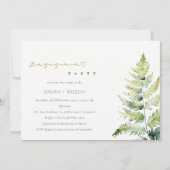 Invitation Chic Vert Aquarelle Fern Folid Fiançailles (Devant)