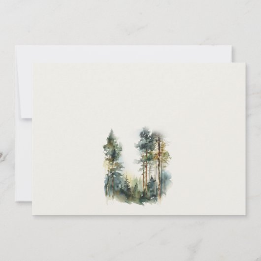 Invitation Chic Vert aquarelle Fiançailles forestier (Dos)