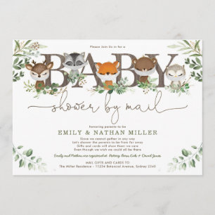Invitation Chic Vert Bois Animaux Baby shower Par Mail