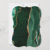 Invitation Chic Vert Émeraude Or Agate Sombre Support Mariage (Dos)