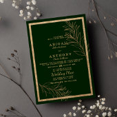 Invitation Chic vert foncé parties scintillant feuille Mariag