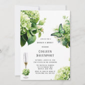 Invitation Chic Vert Hydrangea Butterfly Brunch & Bubbly (Devant)