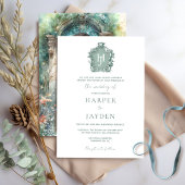 Invitation Chic Vert, Turquoise, Bleu Aquarelle Mariage
