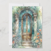 Invitation Chic Vert, Turquoise, Bleu Aquarelle Mariage (Dos)