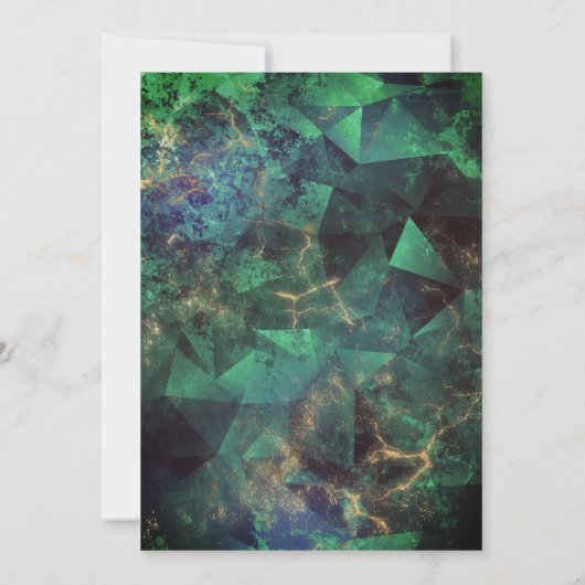 Invitation Chic vert turquoise or parties scintillant gouttes (Dos)