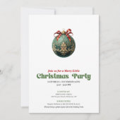 Invitation Chic Victorian Christmas Bauble Holiday Invite (Devant)